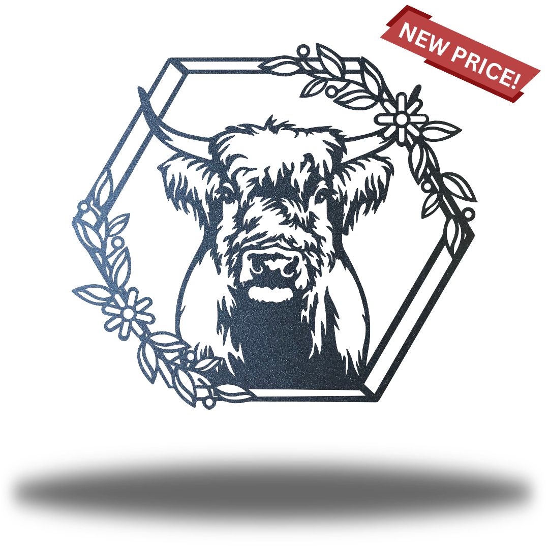 Riverside Designs-Highland Cow-Metal Wall Art Décor